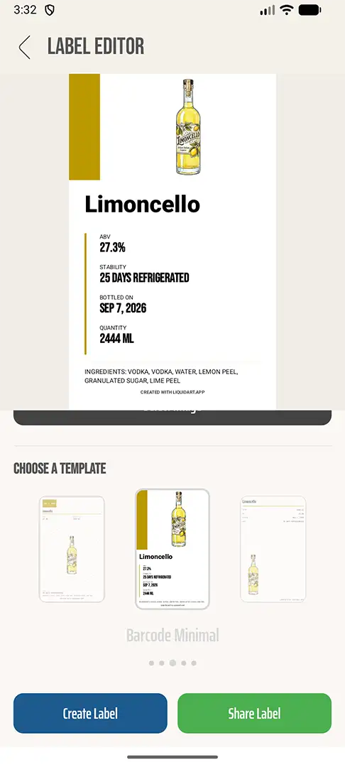 Artisanal bottle label editor